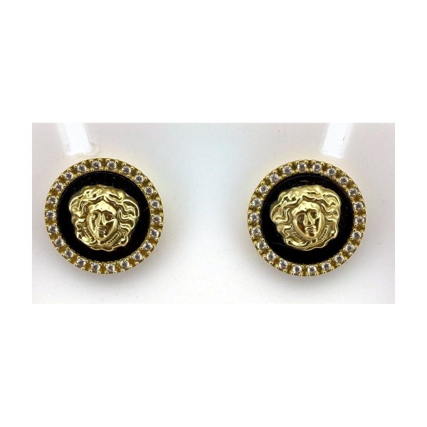 Pendientes circulo medusa de oro 18k